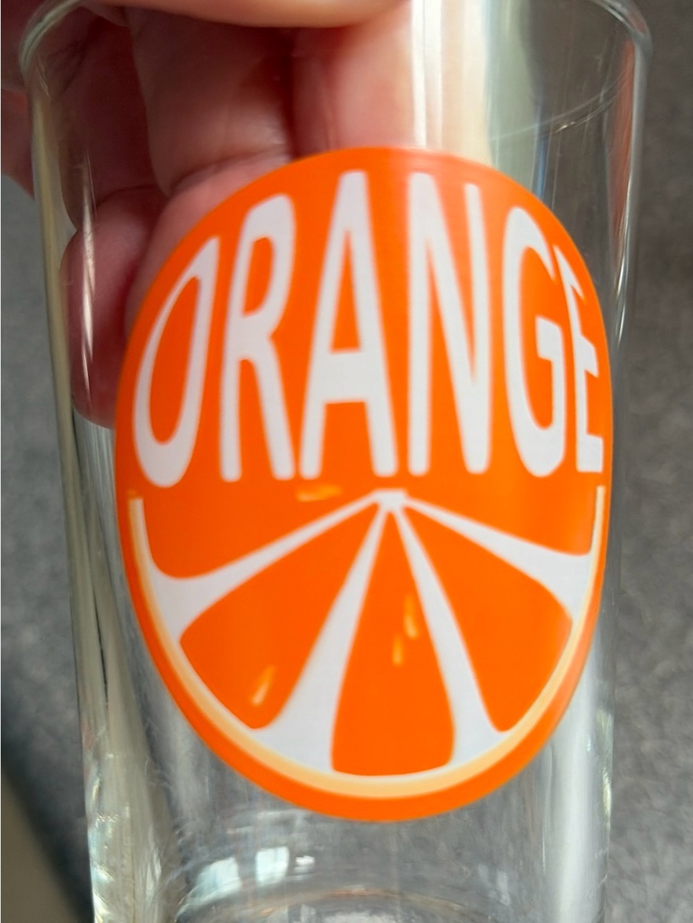 Retro Vintage 1970’s Clear Glass 6oz Tumbler with Orange Graphic - Set of 4 - Picture 4 of 6
